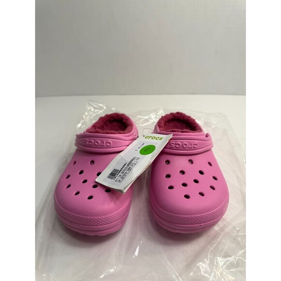 084 Crocs Classic Furry Clog, Pink-US 13 Kids - Picture 2 of 5